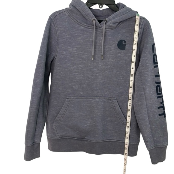 Carhartt Gray Hooded Sweatshirt with Sleeve Logo - Picture 4 of 10
